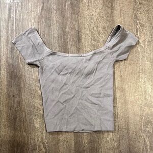 Divided Taupe Off-Shoulder Bodysuit